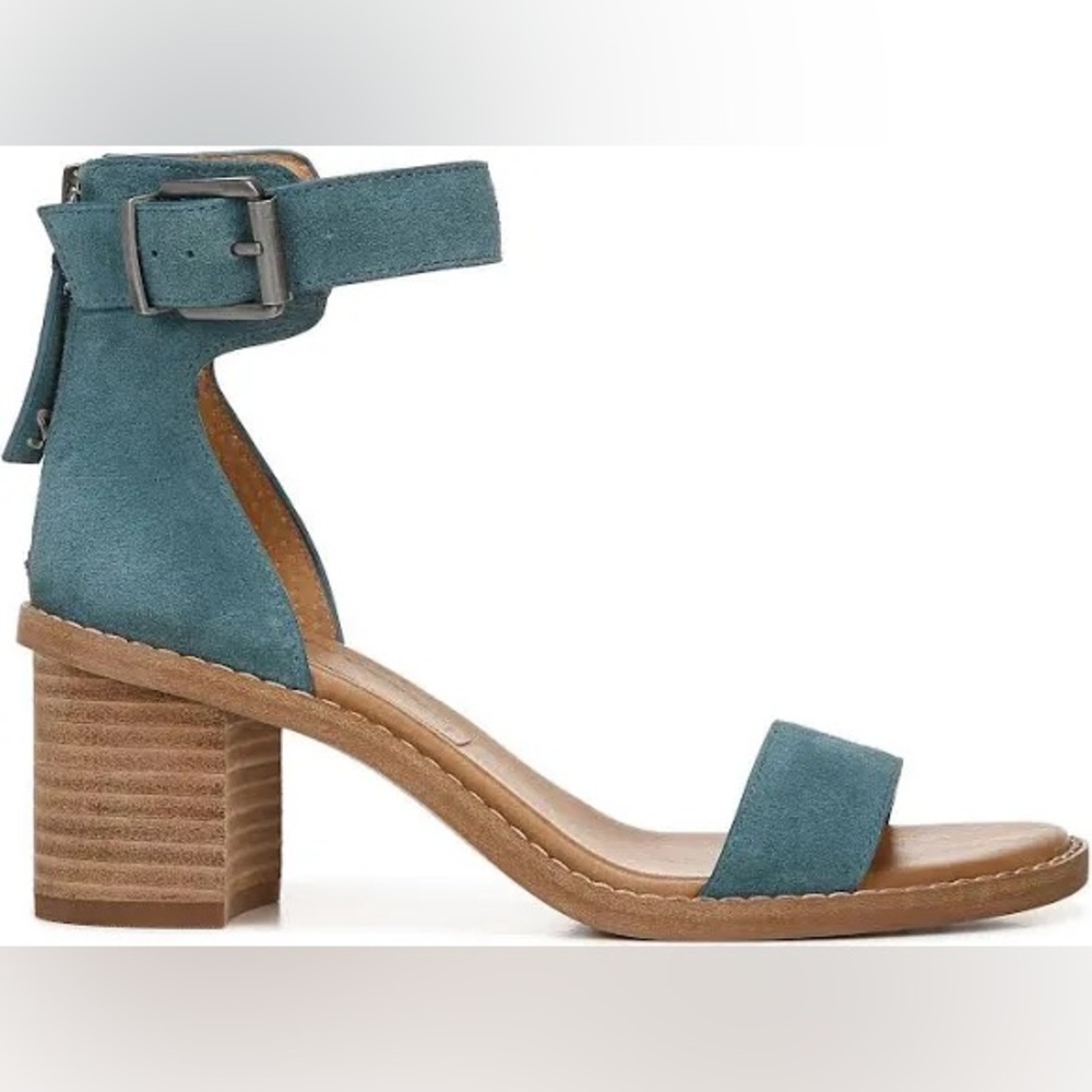 Zodiac Teal Suede Block Heel Sandals